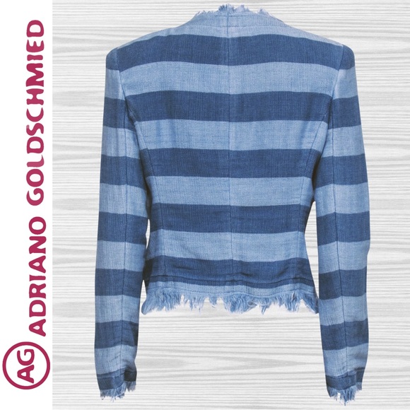 AG Adriano Goldschmied Women Capucine Jacket Piscine Stripe Washed Indigo/Small - Picture 2 of 10